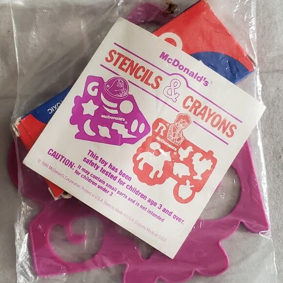 1986 McDonalds Happy Meal Toy Stencils and Crayons New in Package - Picture 1 of 2